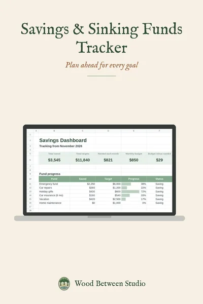 Savings Goals & Sinking Funds Tracker product image